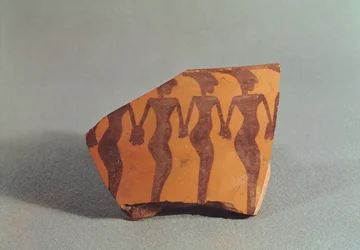 Fragmento de cerámica que representa mujeres bailando, c.5000-4000